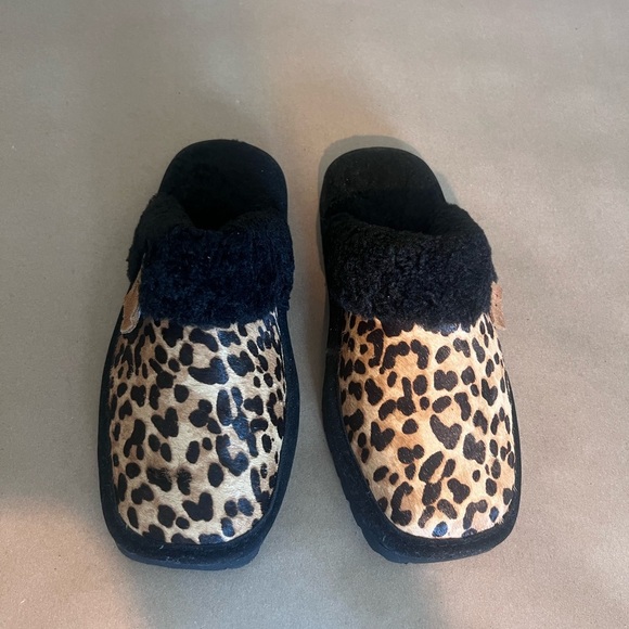 Ariat Cheetah Print Leather Faux Fur Lined Square Toe Slippers Women’s US 7 - Picture 1 of 7